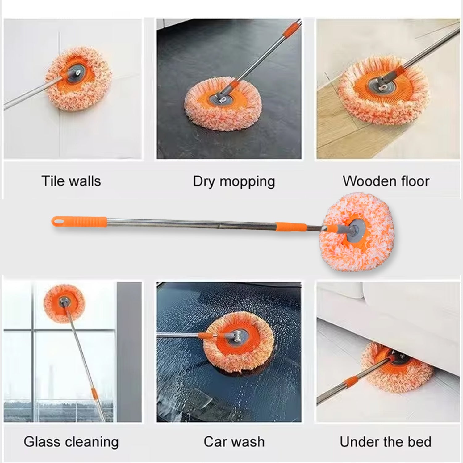 17963   360° Rotatable Ceiling Dust Cleaning Mop Extendable Long Lightweight Handle Mop Heads Pad, Spin Scrubber for Ceiling Floor Bathroom Kitchen Tile 17963   360° Rotatable Ceiling Dust Cleaning Mop Extendable Long Lightweight Handle Mop Heads Pad, Spin Scrubber for Ceiling Floor Bathroom Kitchen Tile